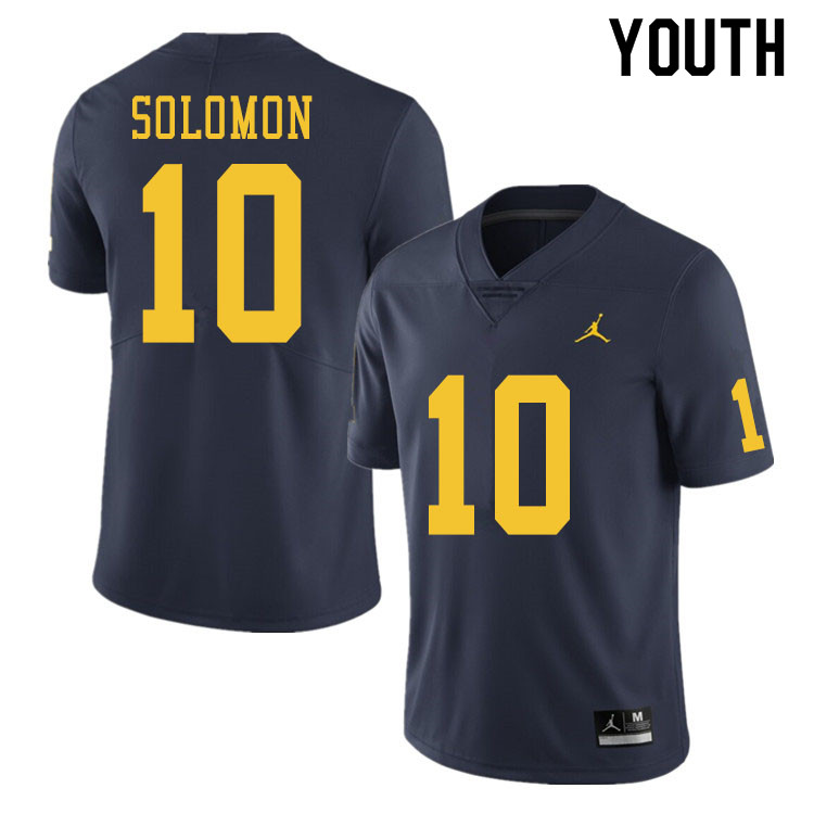 Youth #10 Anthony Solomon Michigan Wolverines College Football Jerseys Sale-Navy